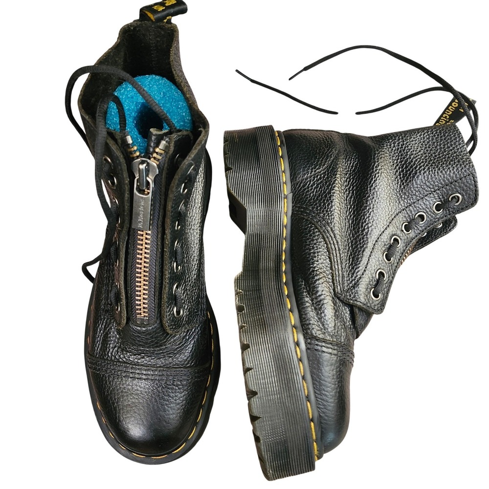 Dr. Martens Sinclair Black Milled Pebble Leather Max Platform Boots US 9 L